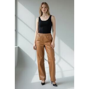 Elie Tahari Vegan Leather Wide Leg Pant Small